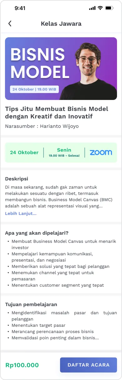 Course detail page after iteration