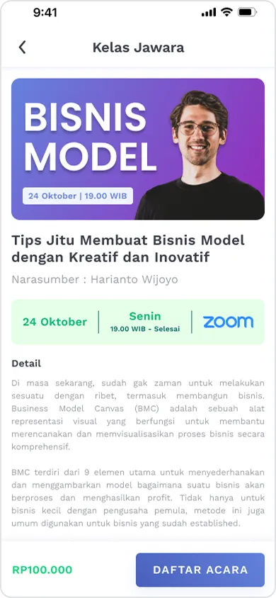 Course detail page before iteration