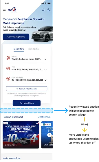 Recent activity placement in Home page
