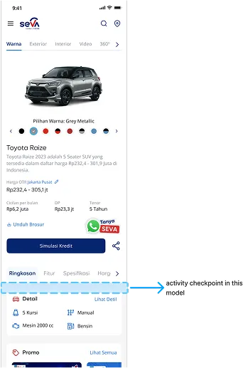Recent activity placement in Product Detail page