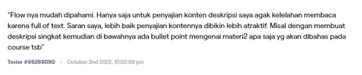 User's feedback from Maze website