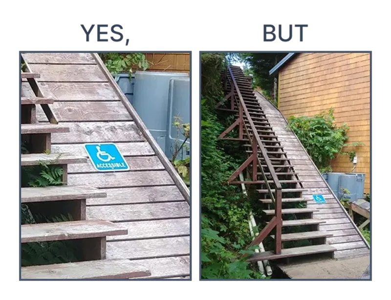 Meme of failed wheelchair ramp